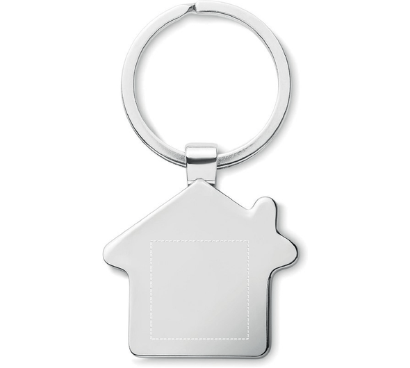 Nøkkelring i husformet metall og bambus